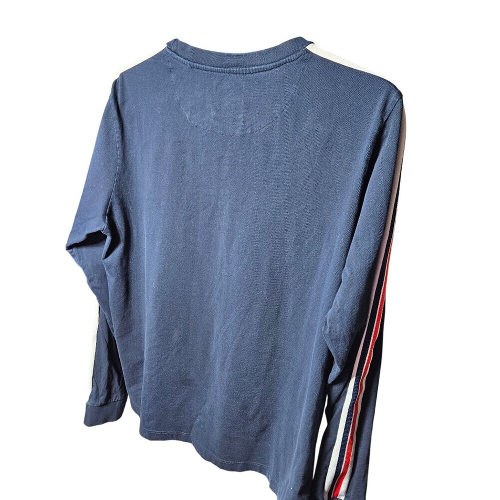 D&F Navy Long Sleeve Crewneck Shirt With Red & Blue Stripe Accents - Picture 4 of 4